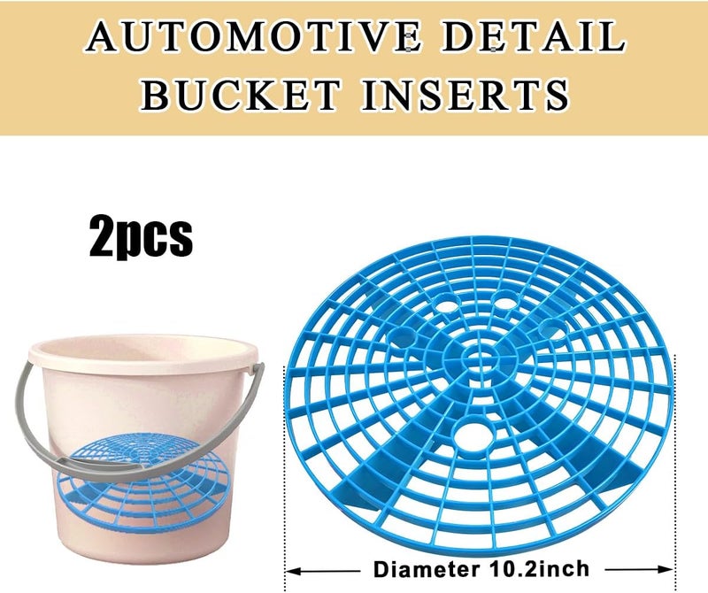 MUQIDA 2 PCS Car Wash Bucket Insert, Plastic Wash Bucket Insert Removes Dirt Debris for Car Detailing Cleaning, Auto Detail Grit Trap Fits 12 Inch Diameter or 3-5 Gallon Bucket (Blue) - Image 2